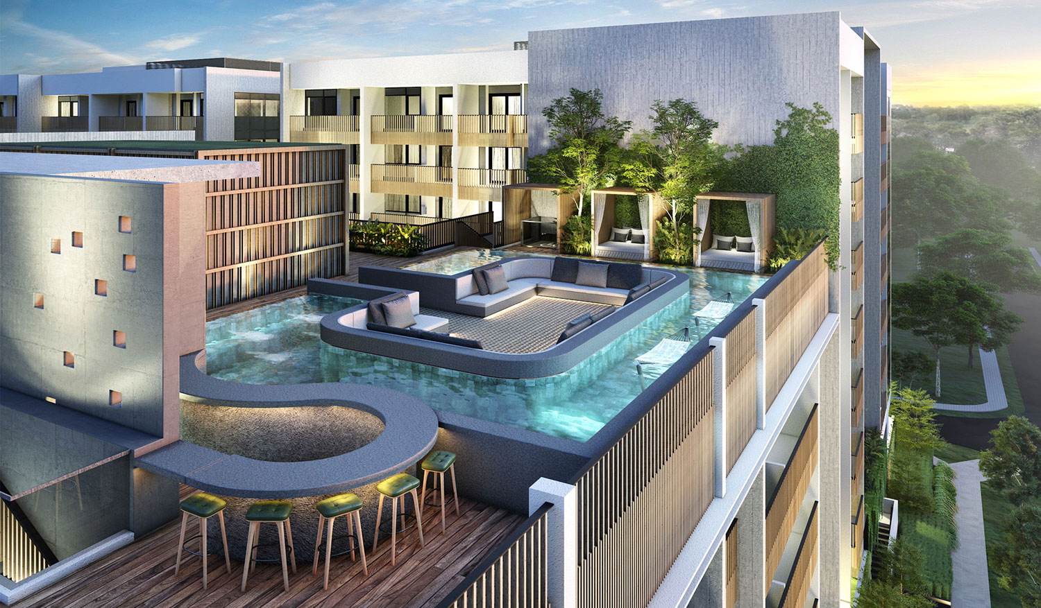 Mori Condo Landscape Design - Level 6 Pool Lounge